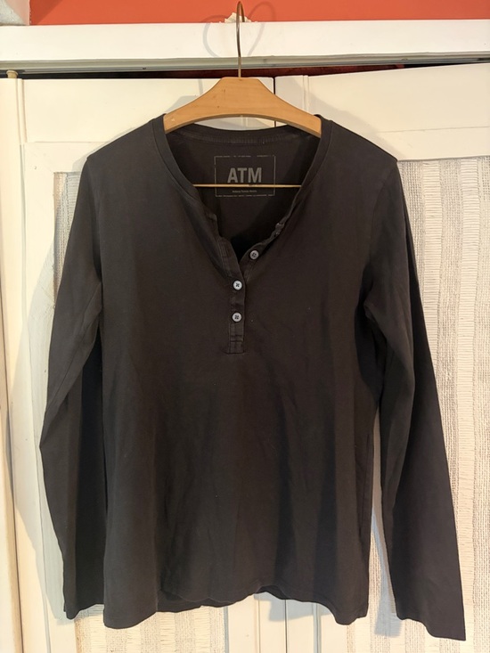 ATM Anthony Thomas Melillo Tops - ATM Henley Shirt Black Size medium Long Sleeve